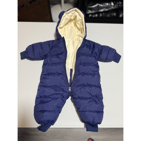 Other - Baby Snowsuit 6-9 Months Blue Hooded Bunting Puffer Winter Infant Coat Bear Ears